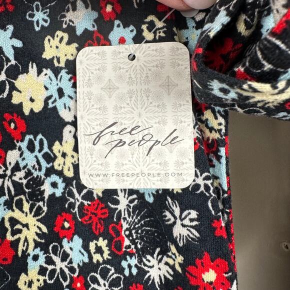NEW Free People Vibe Check One Piece Jumpsuit Black Ditsy Shell XL Boho Floral - Picture 12 of 16